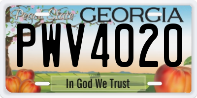 GA license plate PWV4020