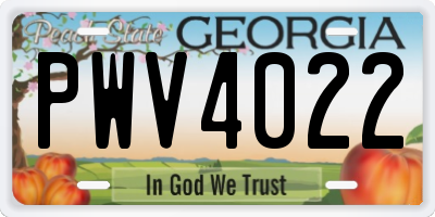 GA license plate PWV4022