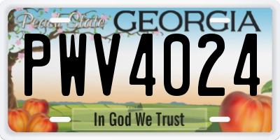GA license plate PWV4024