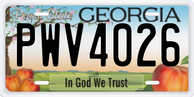 GA license plate PWV4026