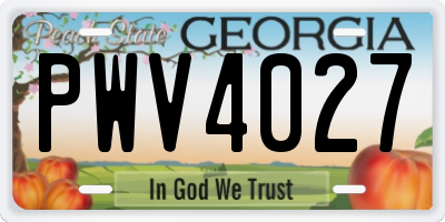GA license plate PWV4027