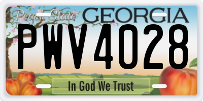 GA license plate PWV4028