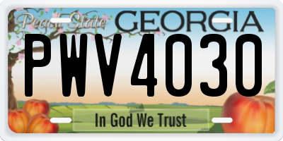 GA license plate PWV4030