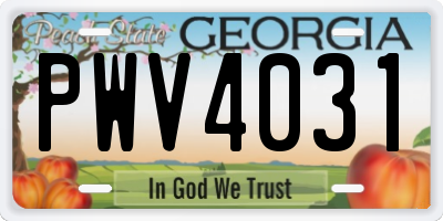 GA license plate PWV4031
