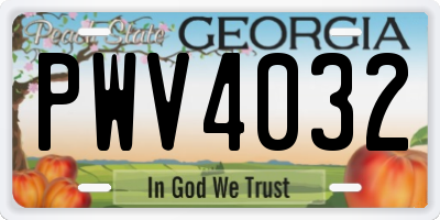 GA license plate PWV4032