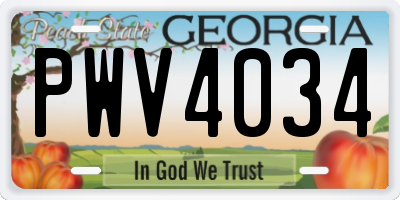 GA license plate PWV4034