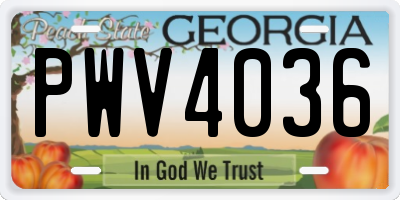 GA license plate PWV4036