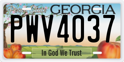 GA license plate PWV4037