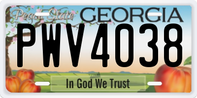 GA license plate PWV4038