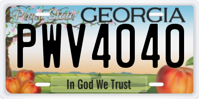 GA license plate PWV4040