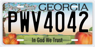 GA license plate PWV4042