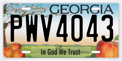 GA license plate PWV4043