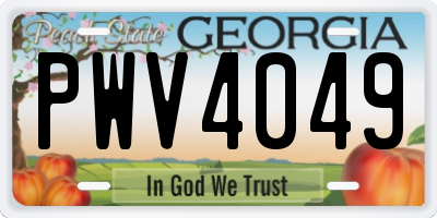 GA license plate PWV4049