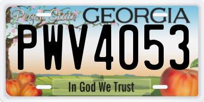 GA license plate PWV4053