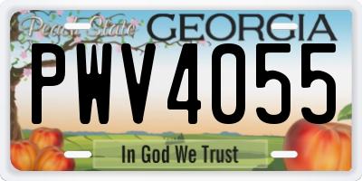 GA license plate PWV4055