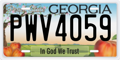 GA license plate PWV4059