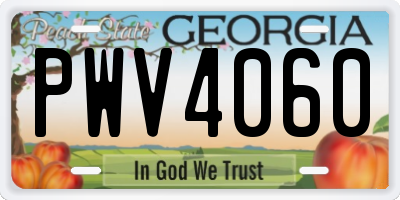 GA license plate PWV4060