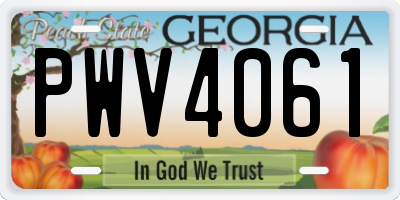 GA license plate PWV4061