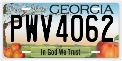 GA license plate PWV4062