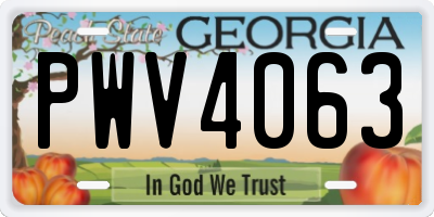 GA license plate PWV4063