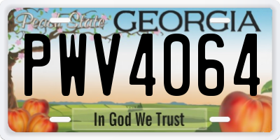 GA license plate PWV4064