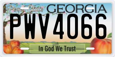 GA license plate PWV4066