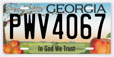 GA license plate PWV4067