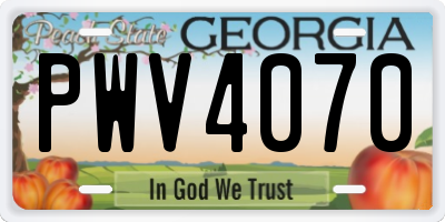 GA license plate PWV4070
