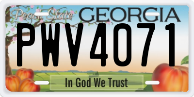 GA license plate PWV4071