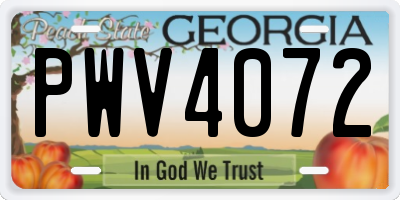 GA license plate PWV4072