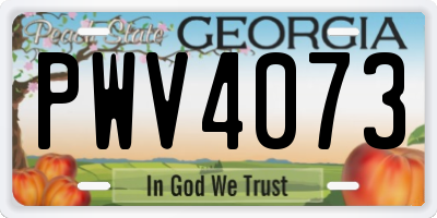 GA license plate PWV4073