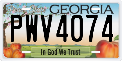 GA license plate PWV4074