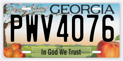 GA license plate PWV4076