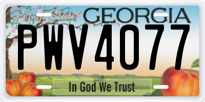 GA license plate PWV4077
