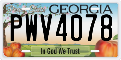 GA license plate PWV4078