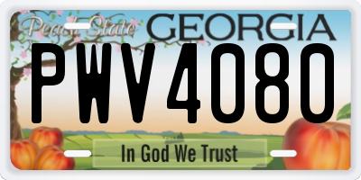 GA license plate PWV4080