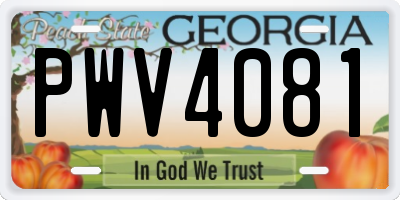 GA license plate PWV4081