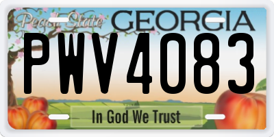 GA license plate PWV4083