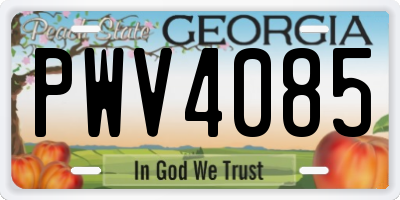 GA license plate PWV4085