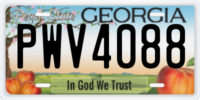 GA license plate PWV4088