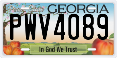 GA license plate PWV4089
