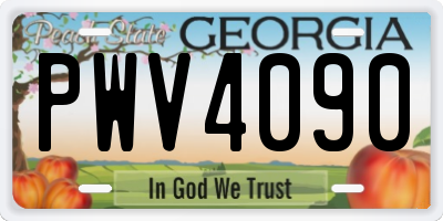 GA license plate PWV4090