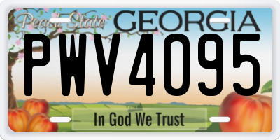 GA license plate PWV4095