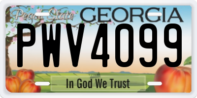 GA license plate PWV4099
