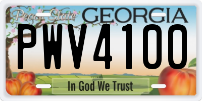 GA license plate PWV4100