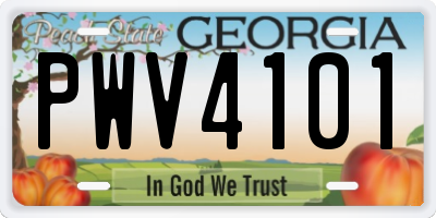 GA license plate PWV4101