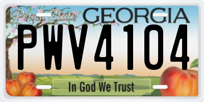 GA license plate PWV4104