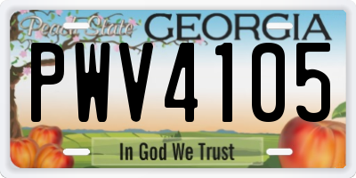 GA license plate PWV4105