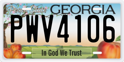GA license plate PWV4106