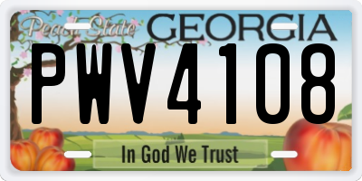 GA license plate PWV4108